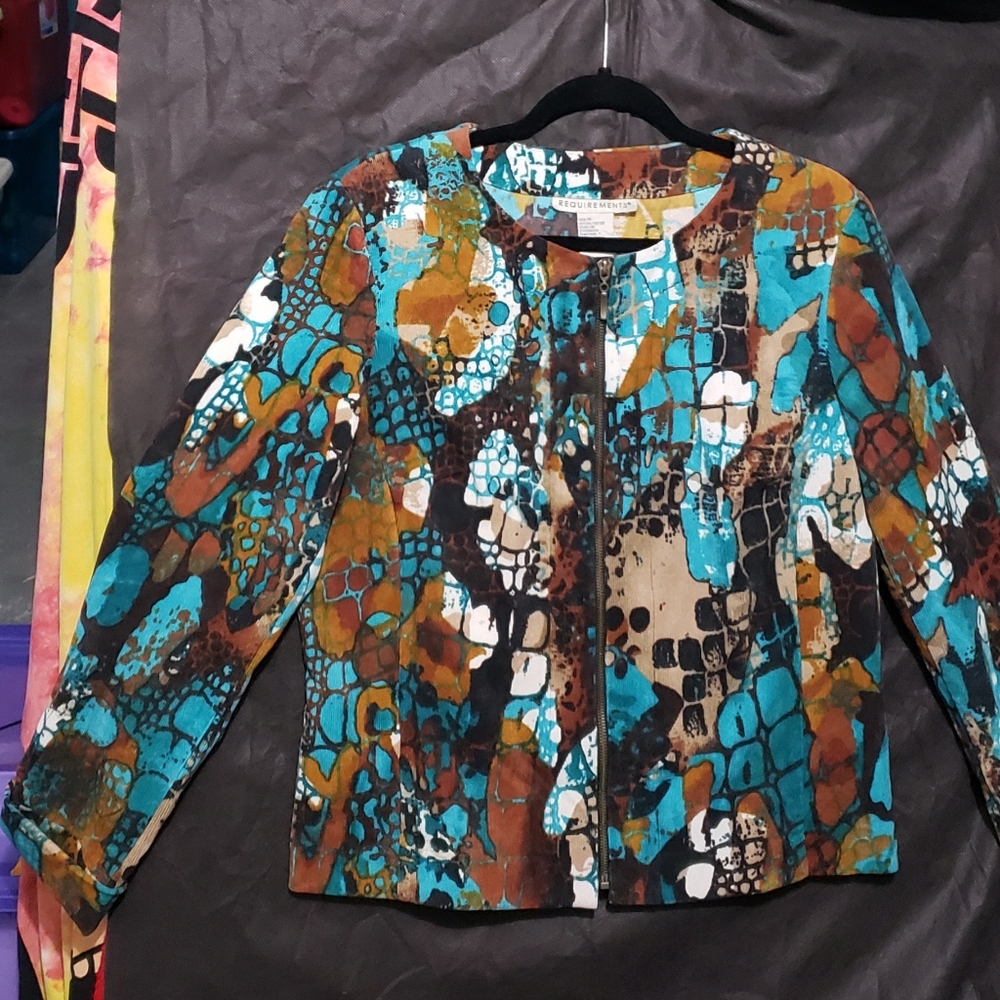 90'S-Requirements-Abstract zip up Cardigan-Medium-pre-luved